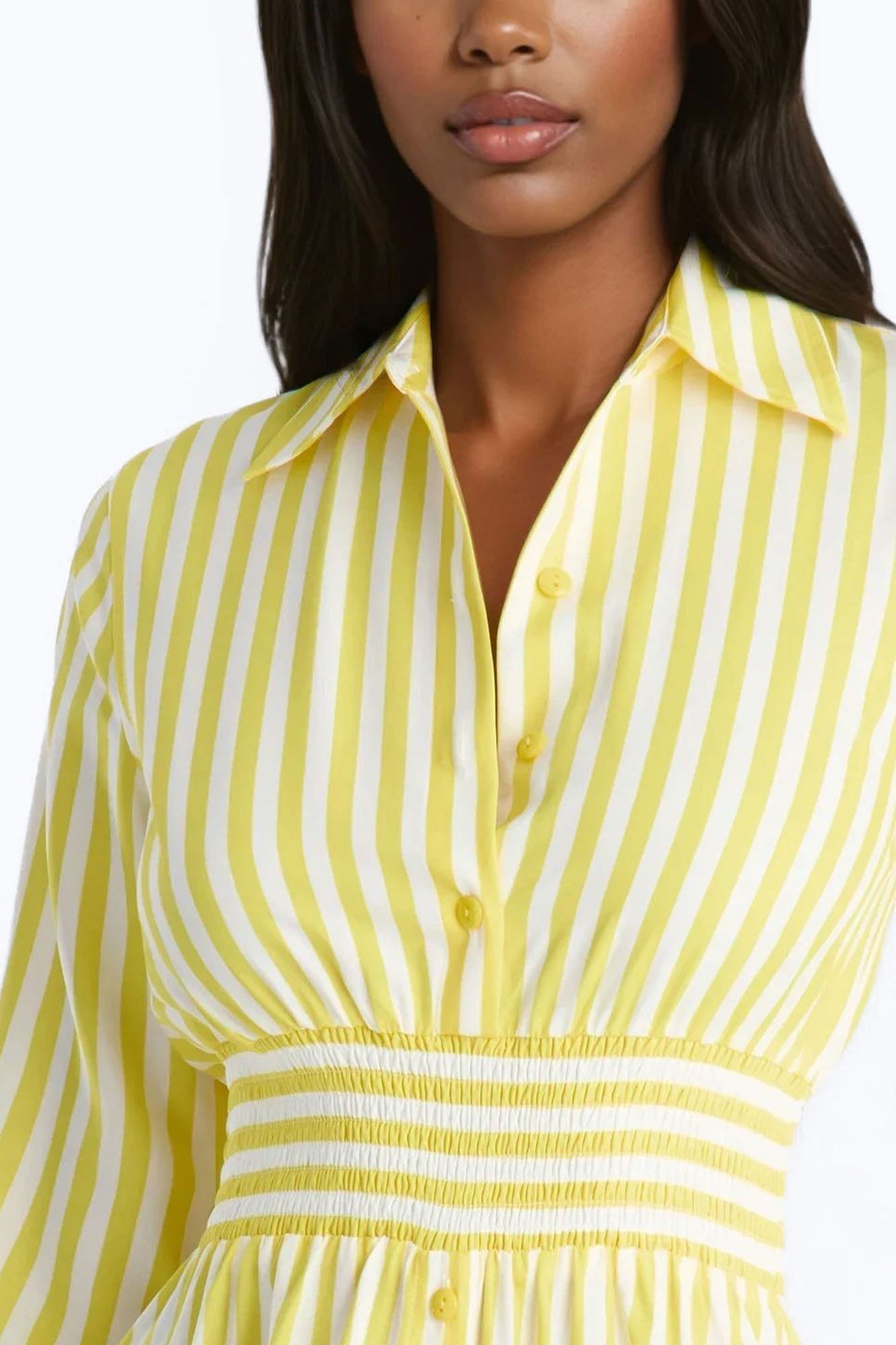 Alison Striped Maxi Shirt Dress - Yellow/combo
