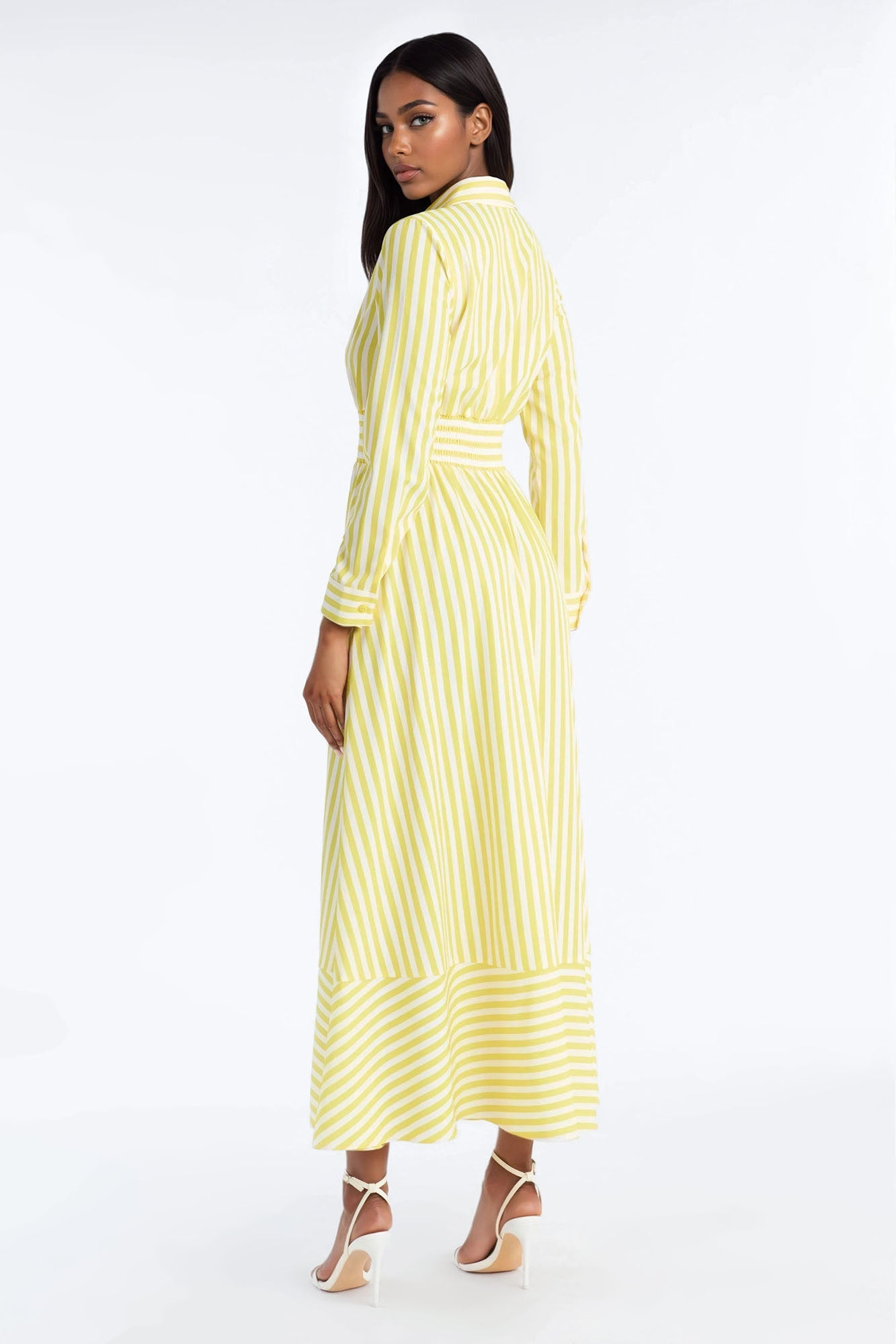 Alison Striped Maxi Shirt Dress - Yellow/combo