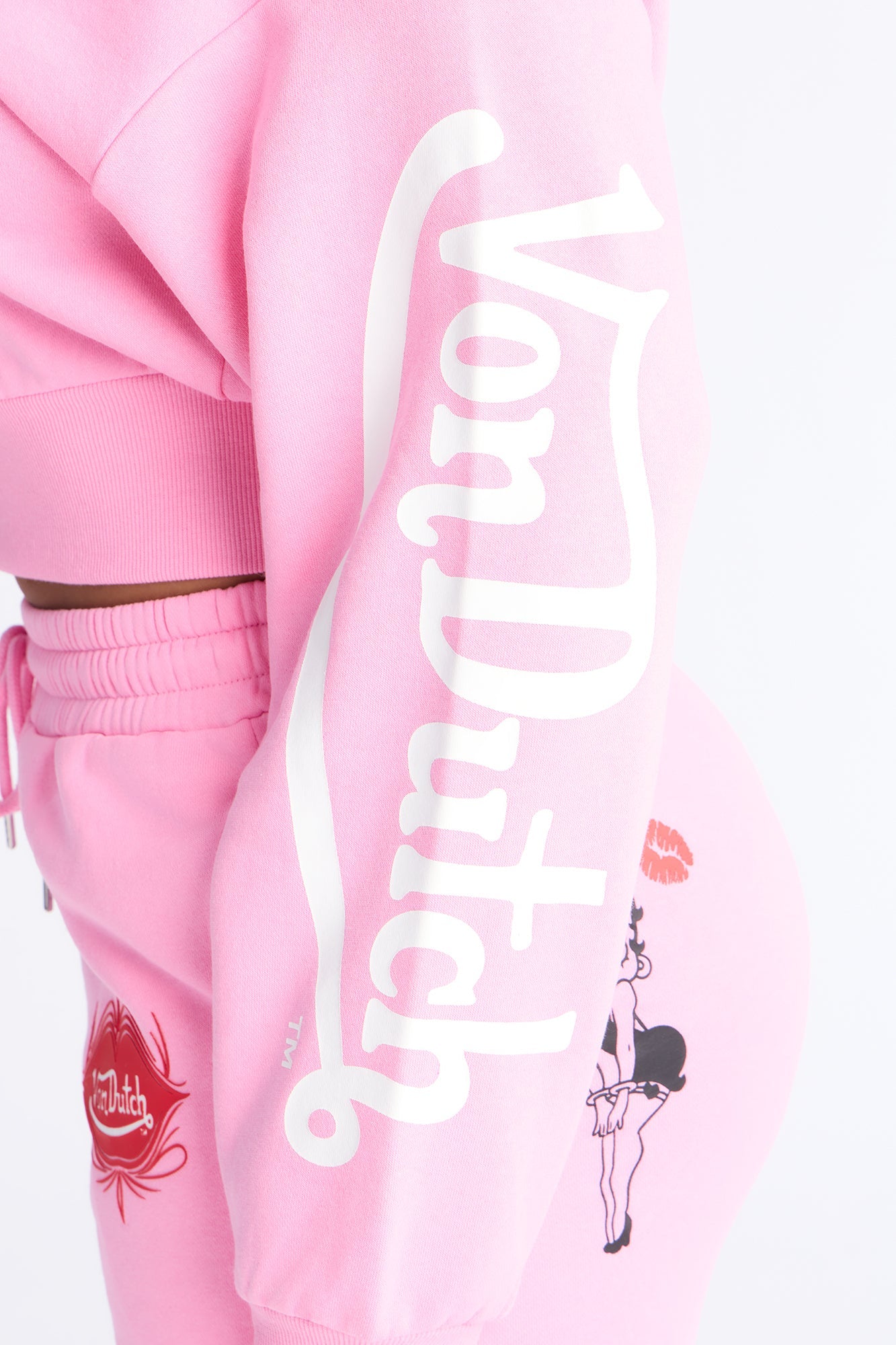 Von Dutch x Betty Boop Fleece Smooch Print Sweatshirt Zip Up - Pink
