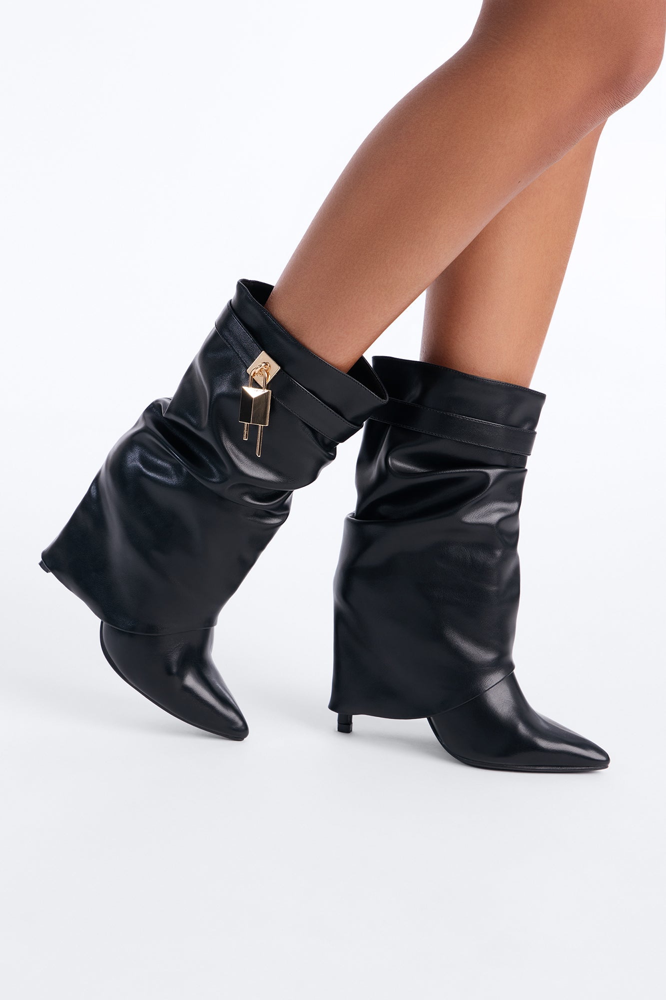 Crue Ruched Overlay Boots - Black