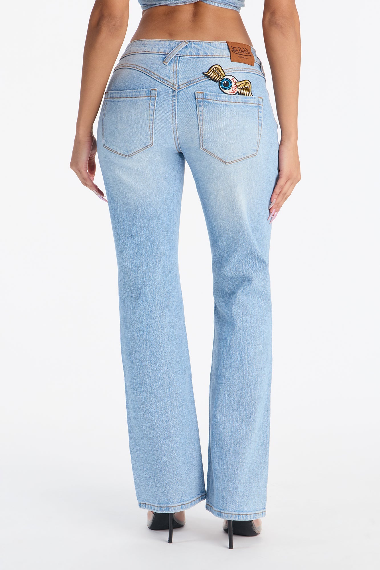 Von Dutch Fire Flame Bootcut Jeans - Light Blue Wash