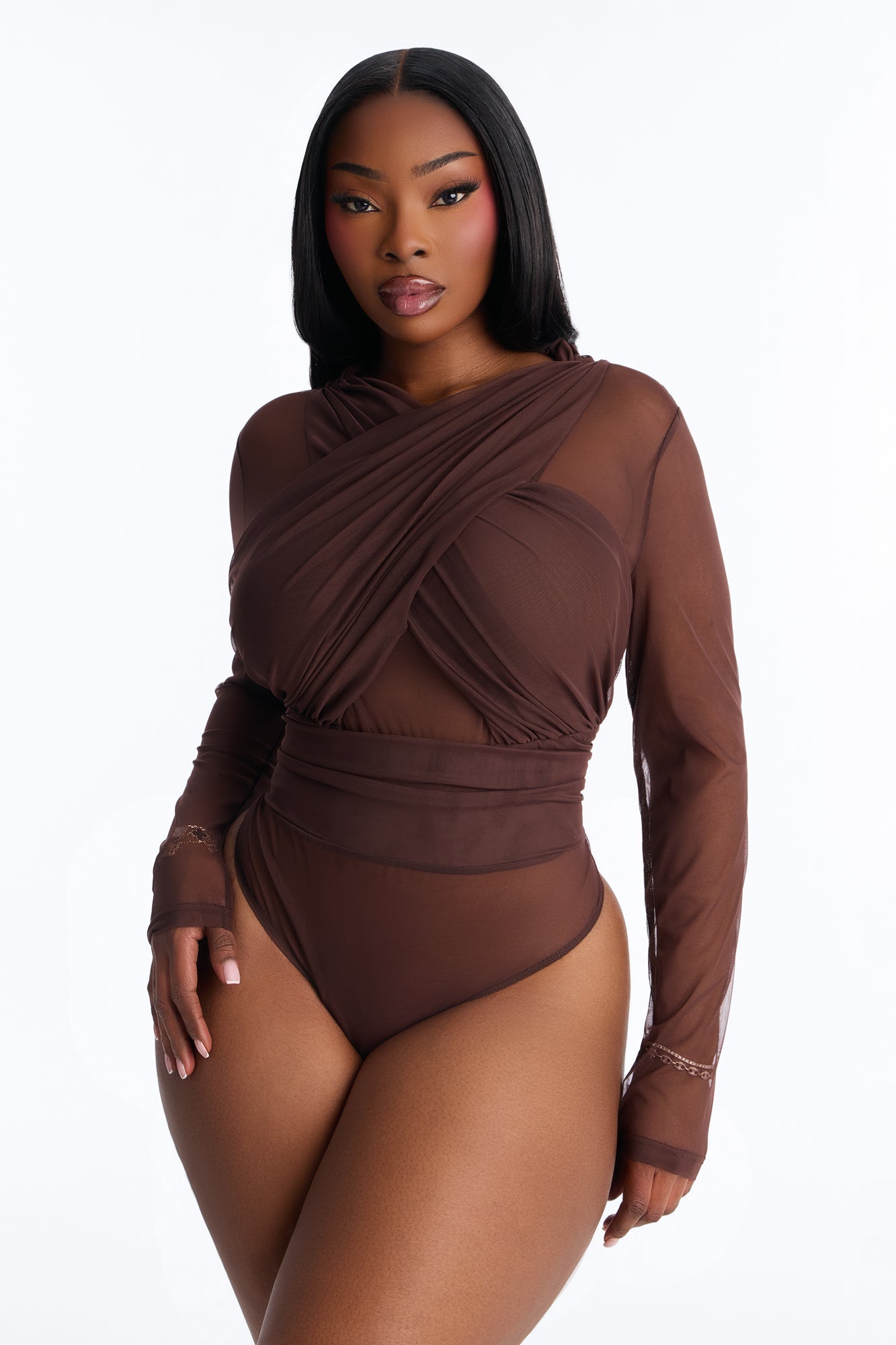 Serena Mesh Bodysuit - Chocolate
