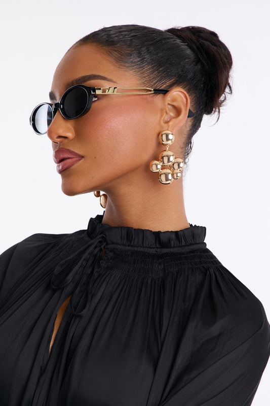 Lady Linsey Round Sunglasses - Black