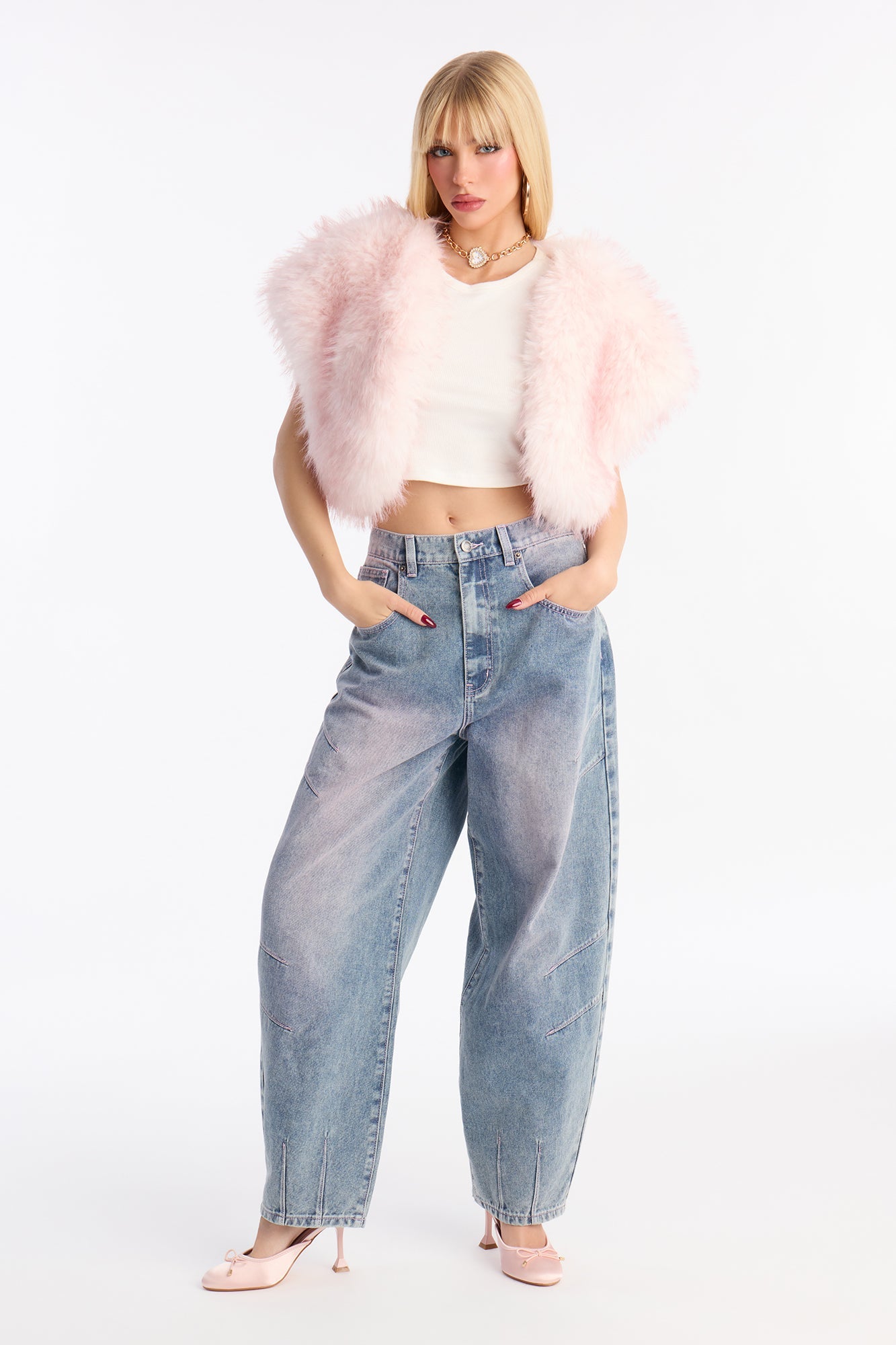 No Love Lost Pink Tinted Jeans - Light Wash