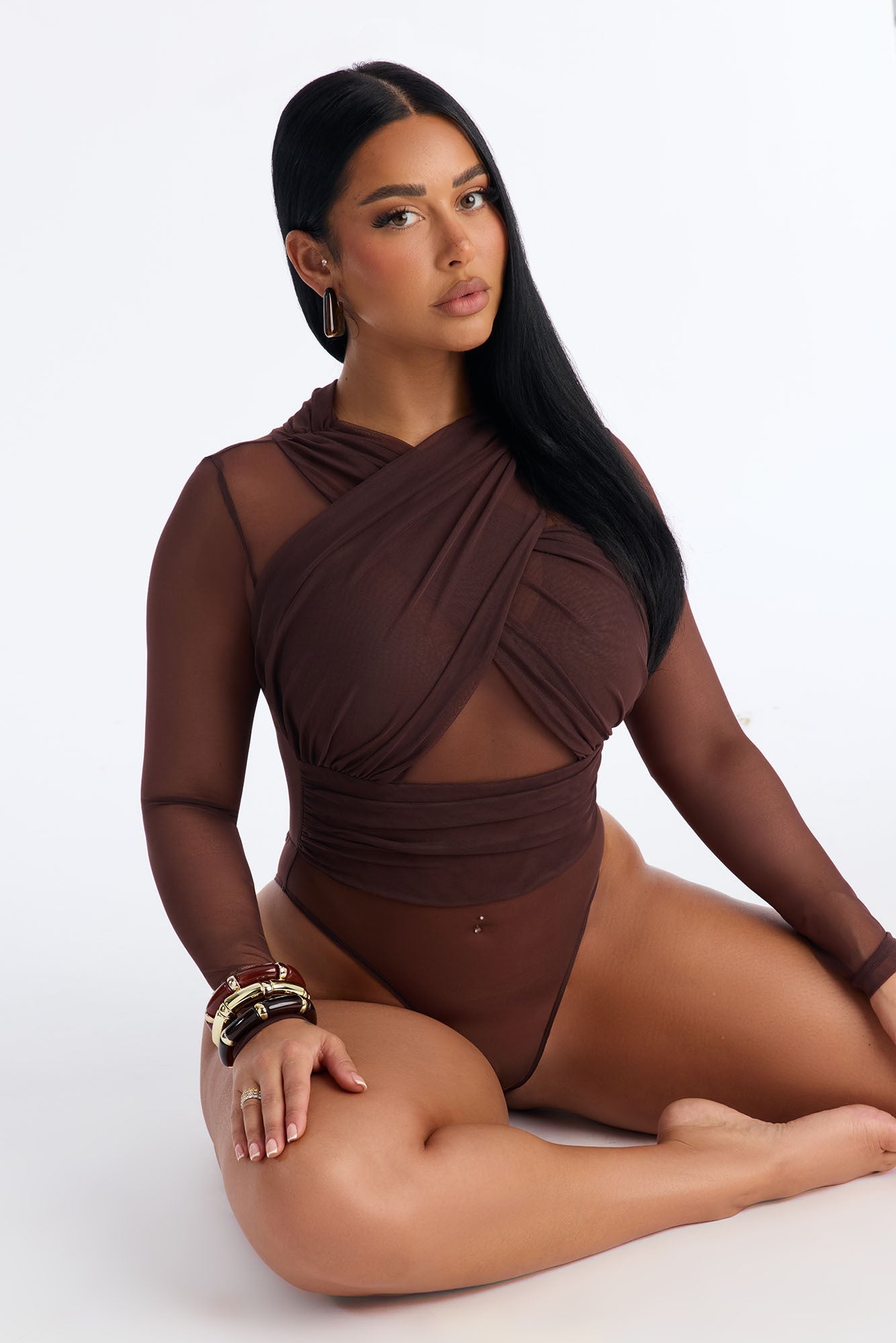 Serena Mesh Bodysuit - Chocolate