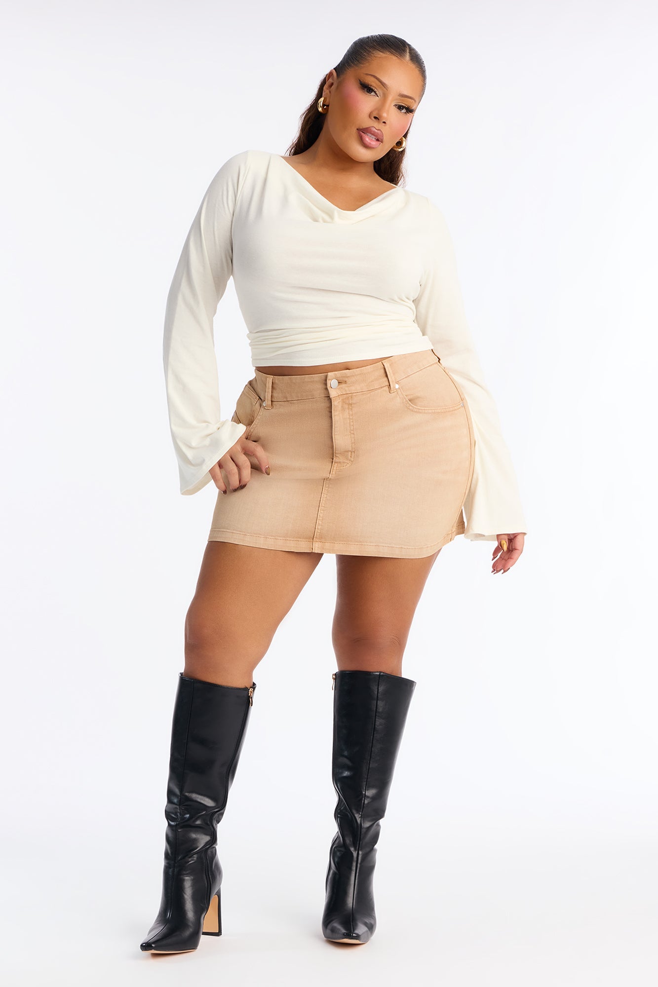 Harper Twill Mini Skirt - Tan