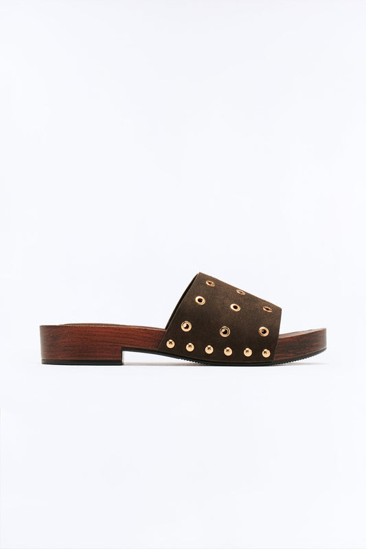 Payson Grommet Wood Sandals - Brown