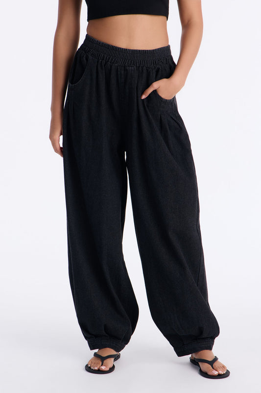 Rue du Bac Pull On Jogger Jeans - Black Wash