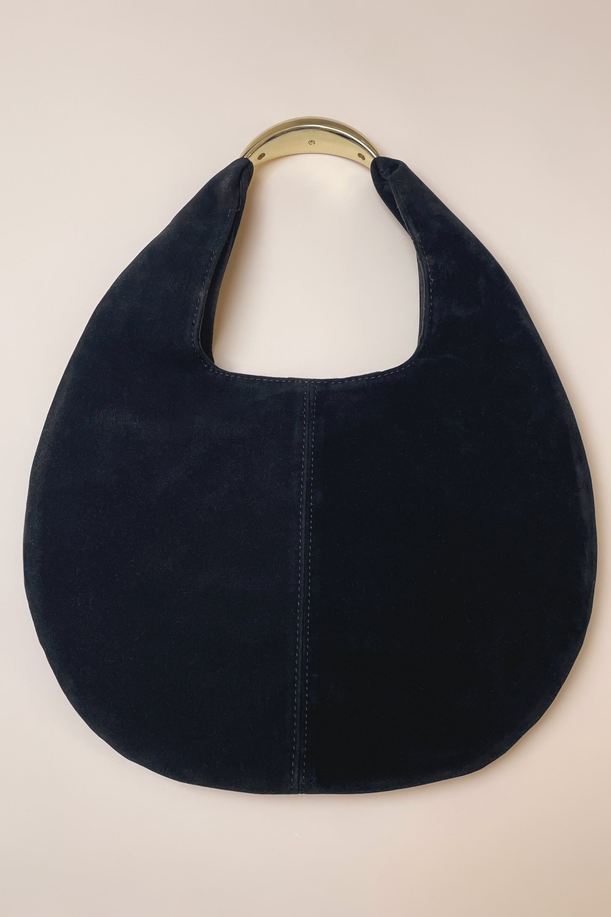 Black Golden Arc Suede Handbag - ChicKloting