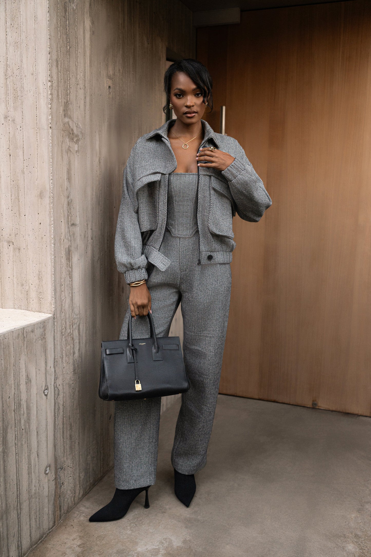 Classic Herringbone Trousers - ChicKloting