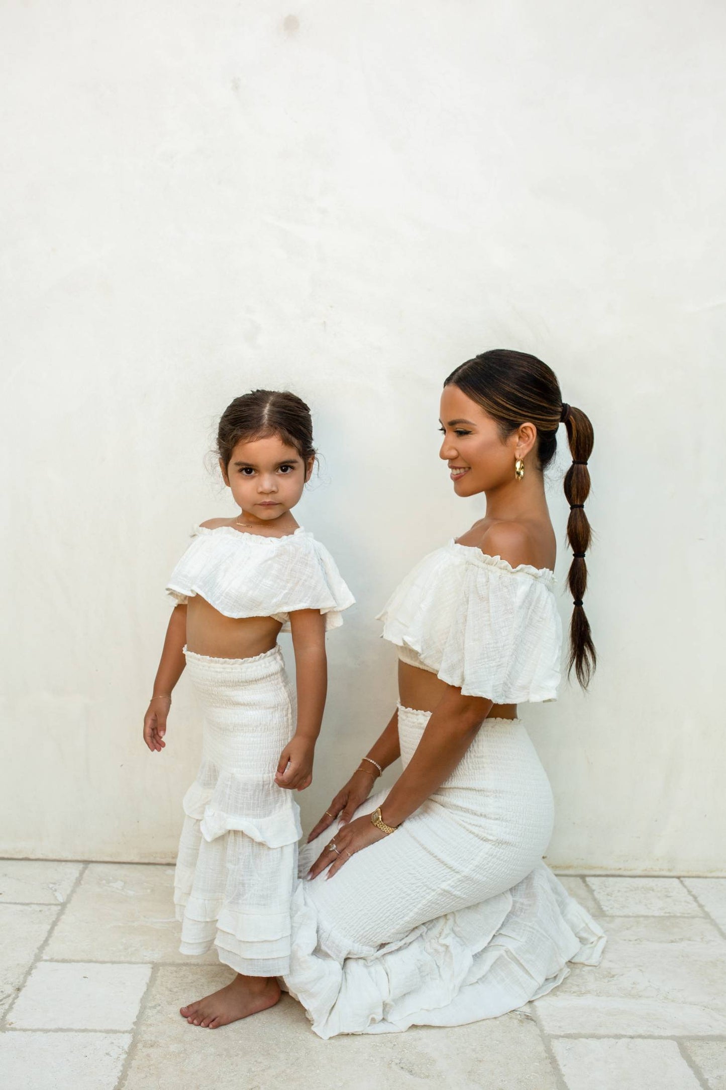 White Emily Ruffled Skirt Set