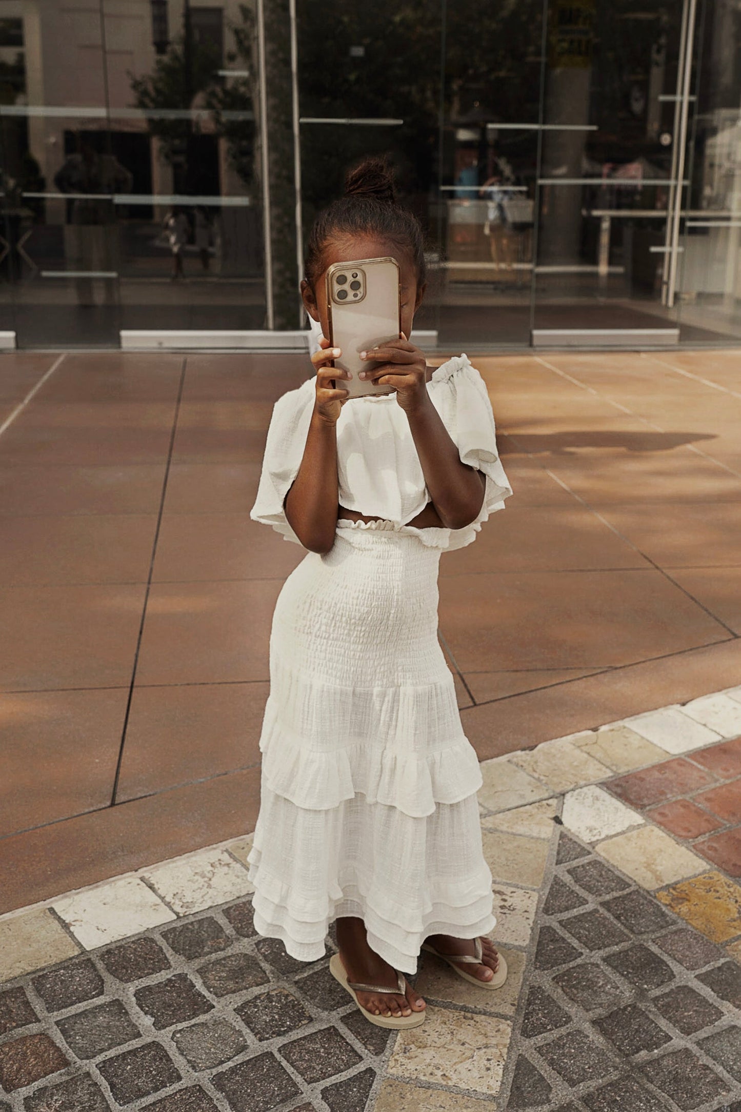 White Emily Ruffled Skirt Set