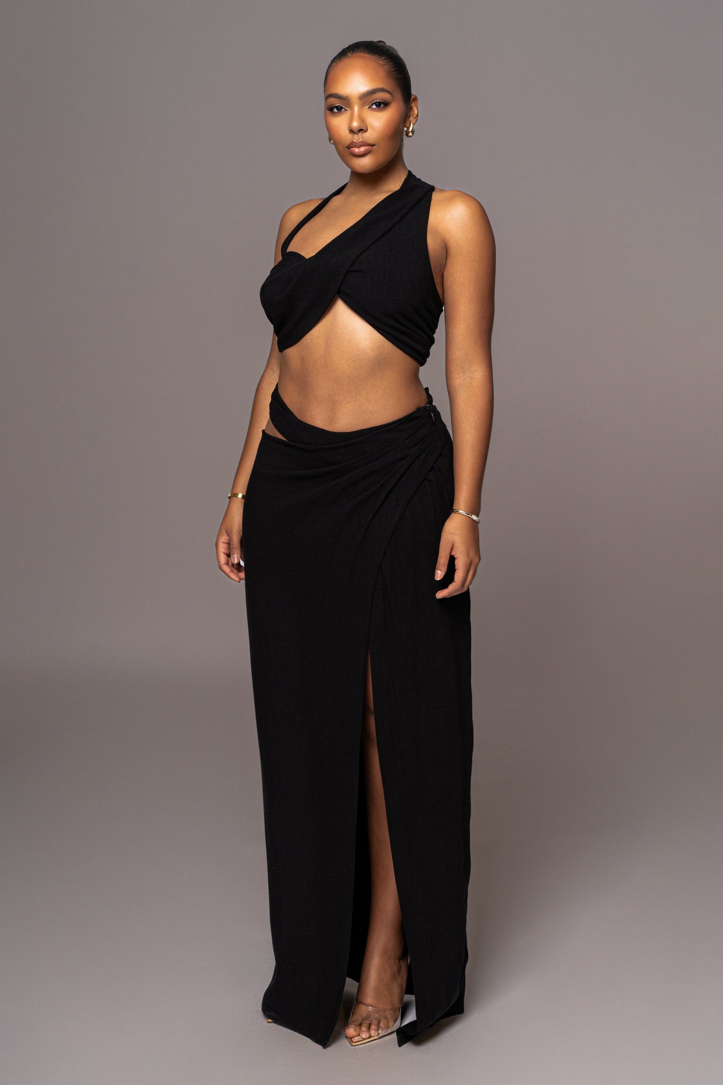 Black New Age Two Piece Skirt Set