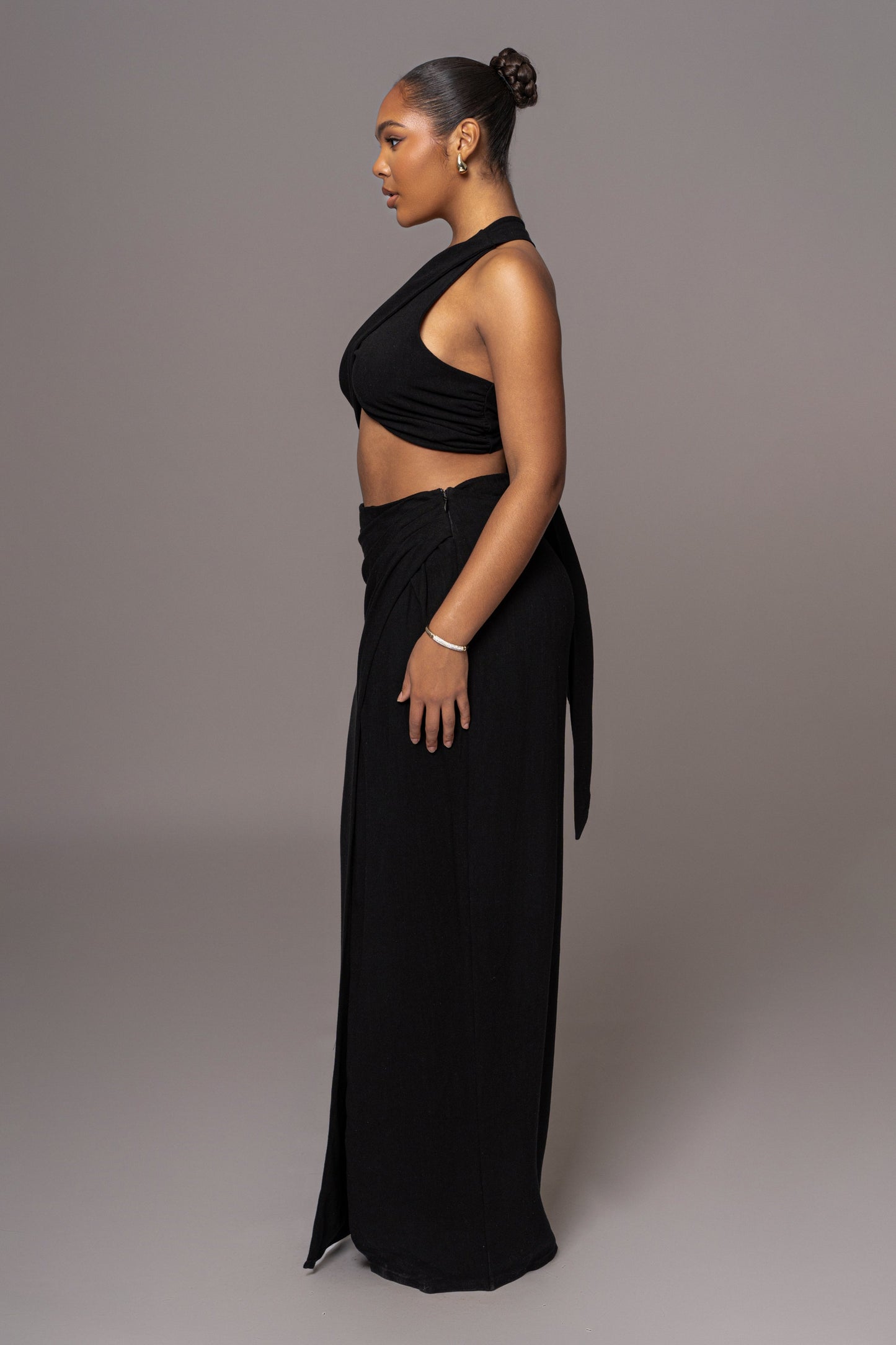 Black New Age Two Piece Skirt Set