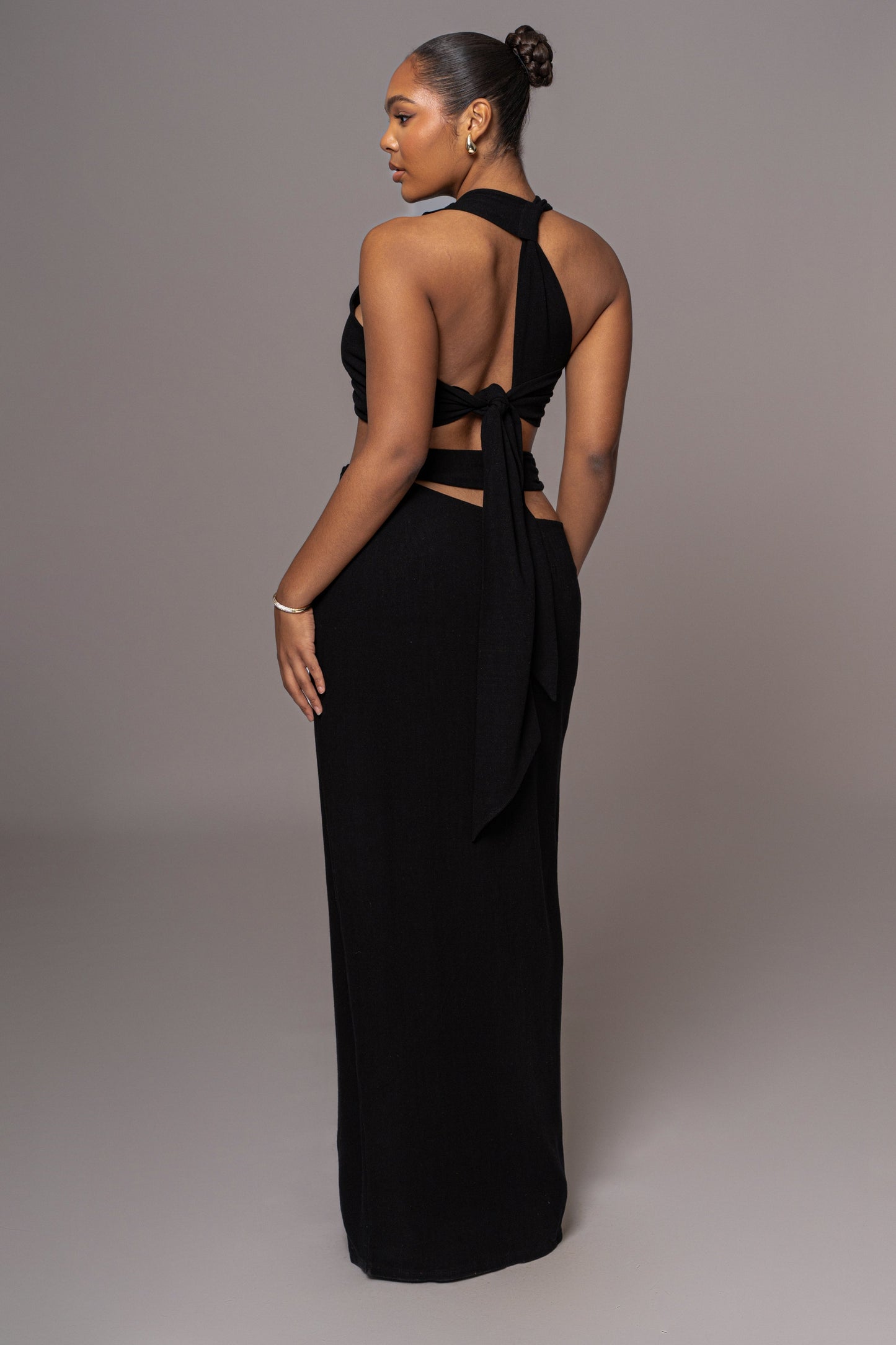 Black New Age Two Piece Skirt Set