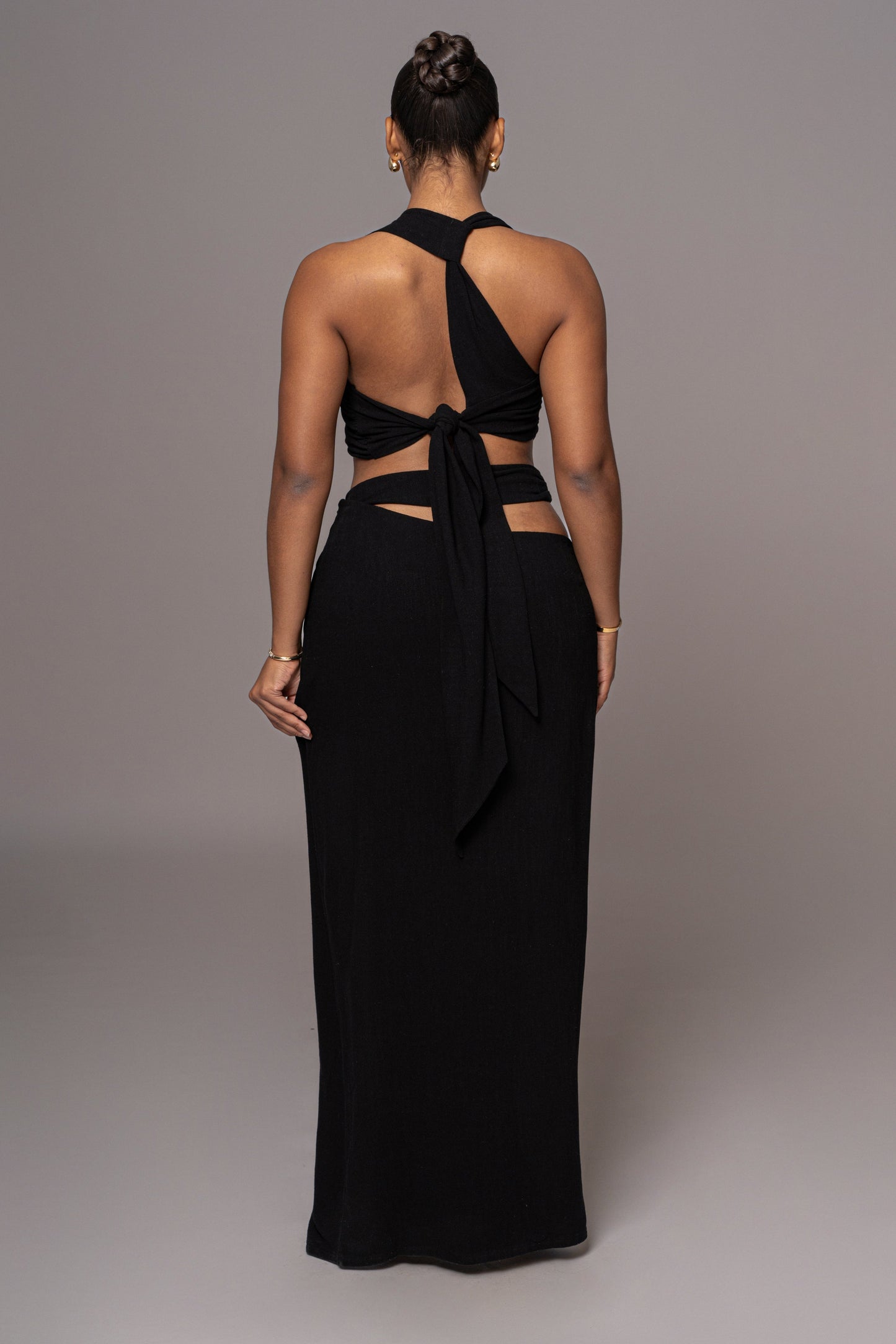 Black New Age Two Piece Skirt Set