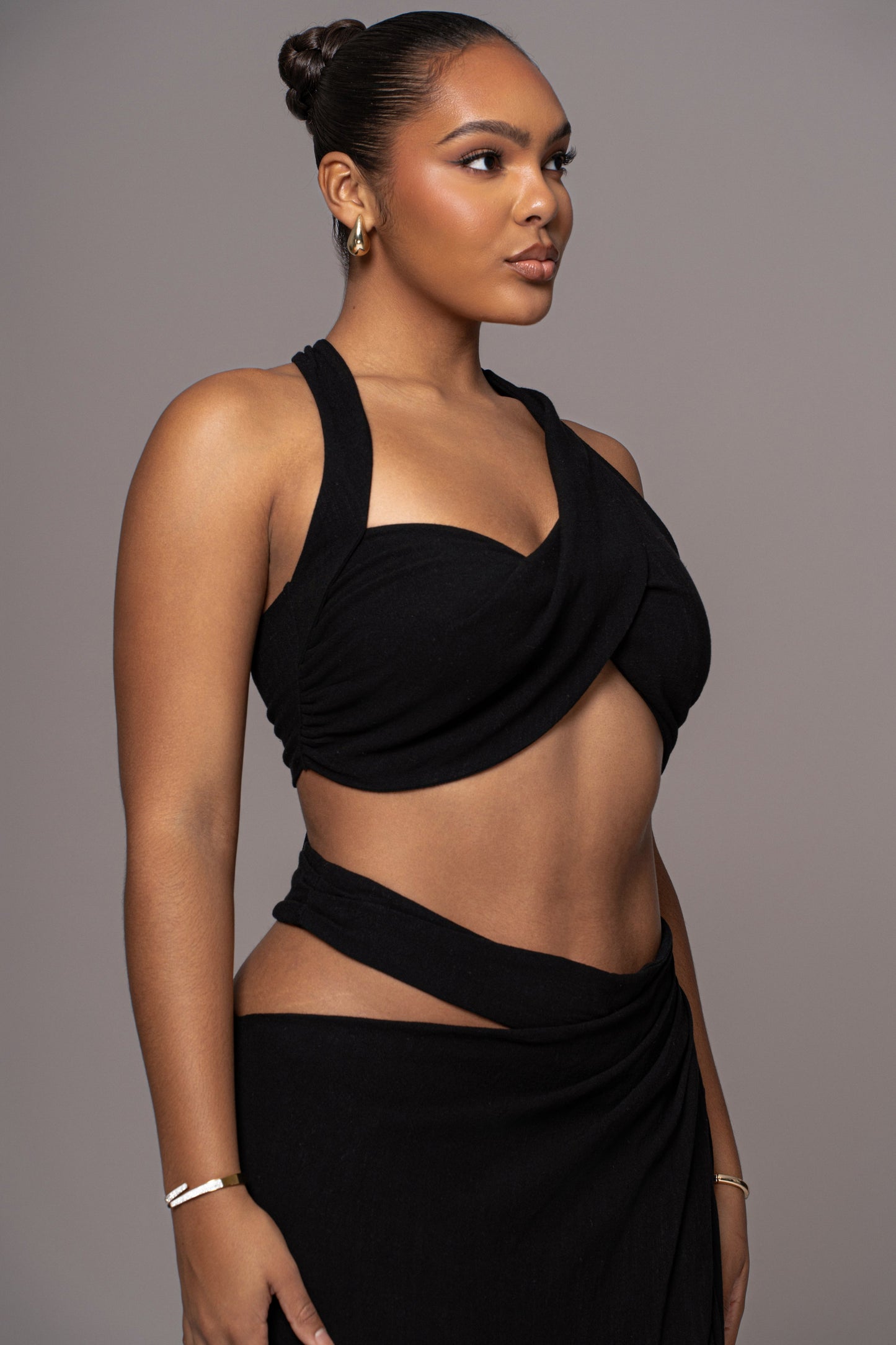 Black New Age Two Piece Skirt Set