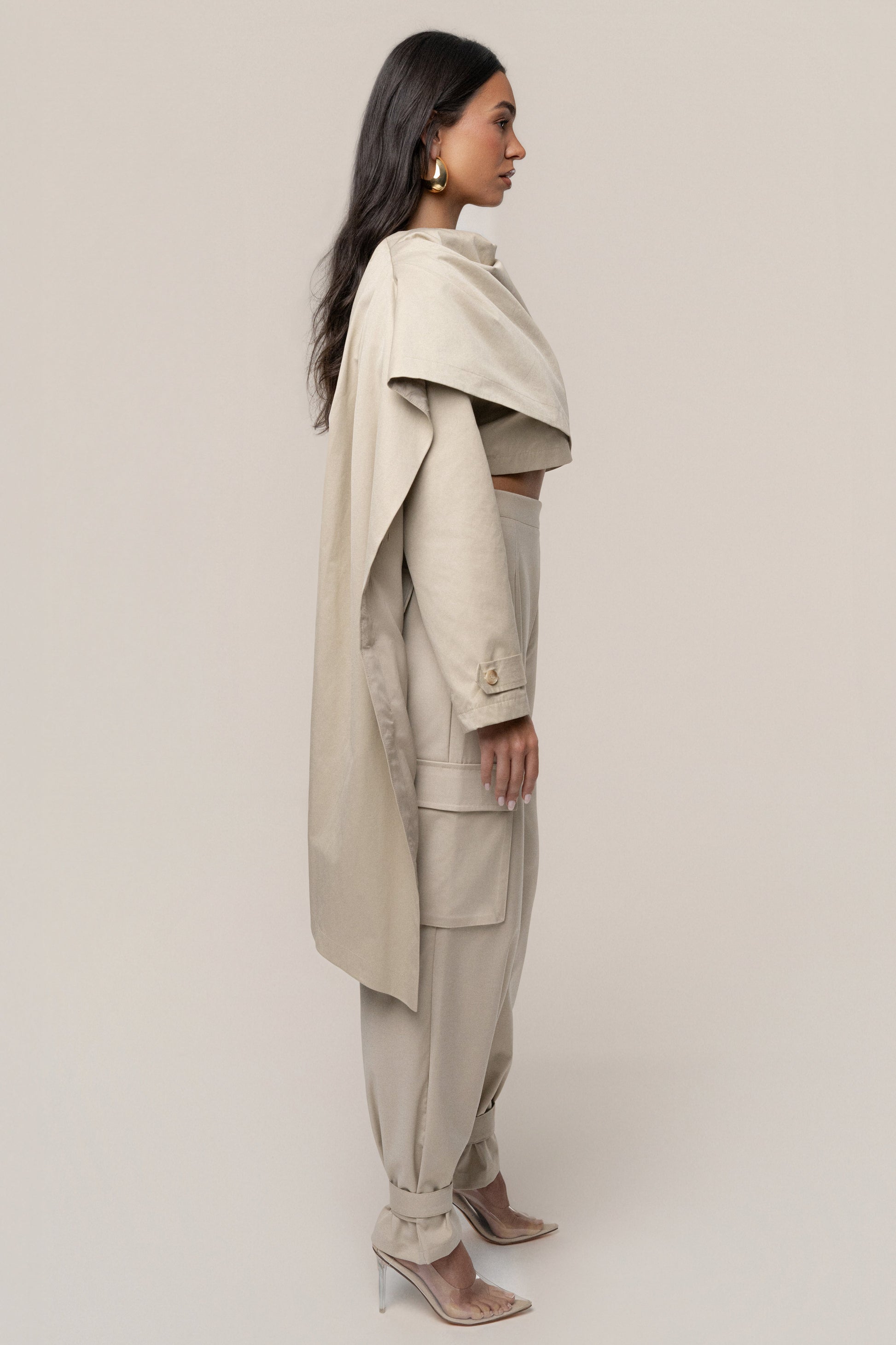 Khaki Autumn Flow Cargo Pants - ChicKloting