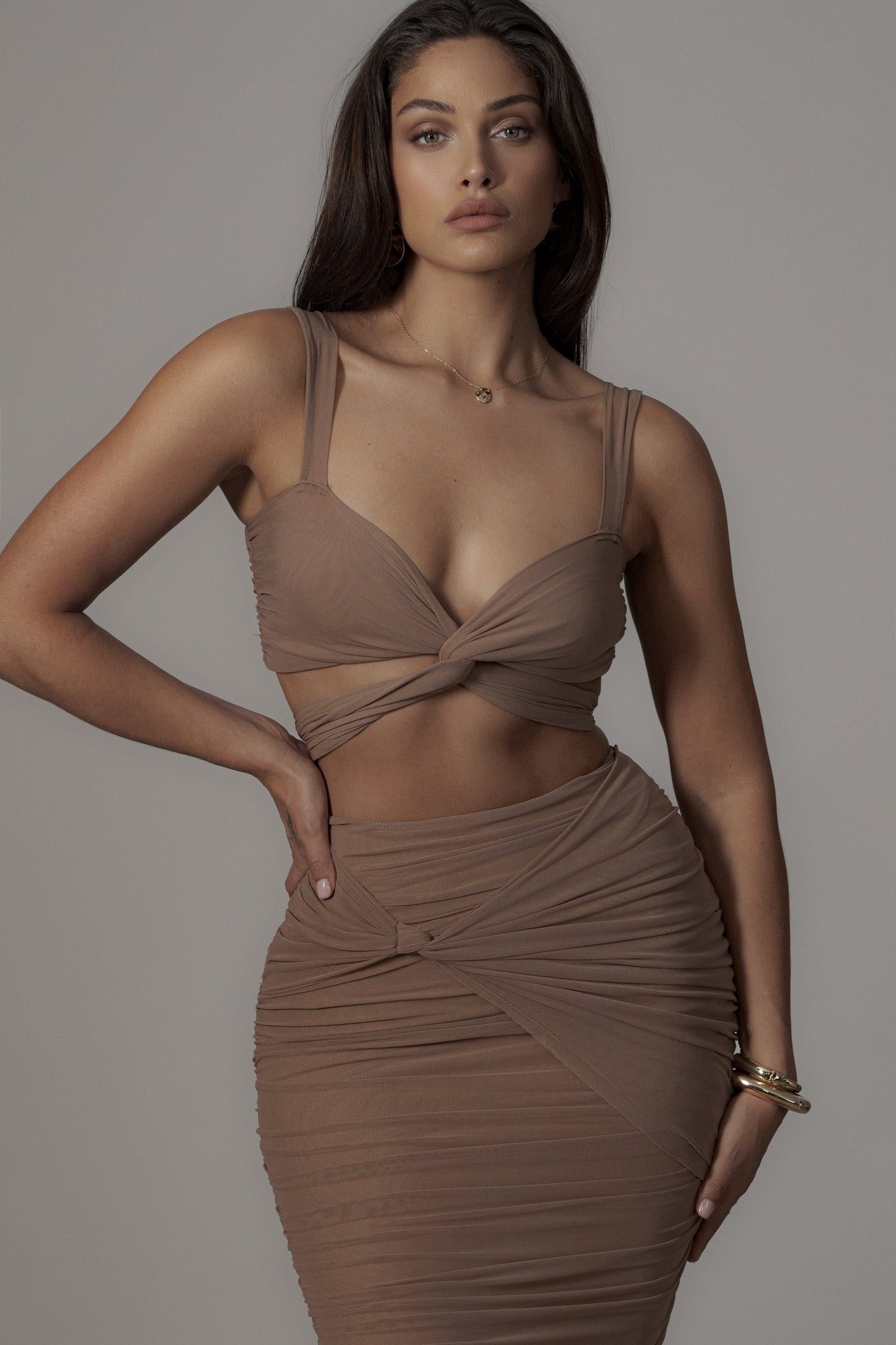 Pecan Extend Your Stay Skirt Set