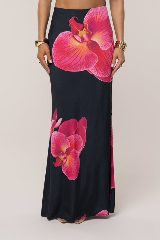 Black Floral Radiance Maxi Skirt - ChicKloting