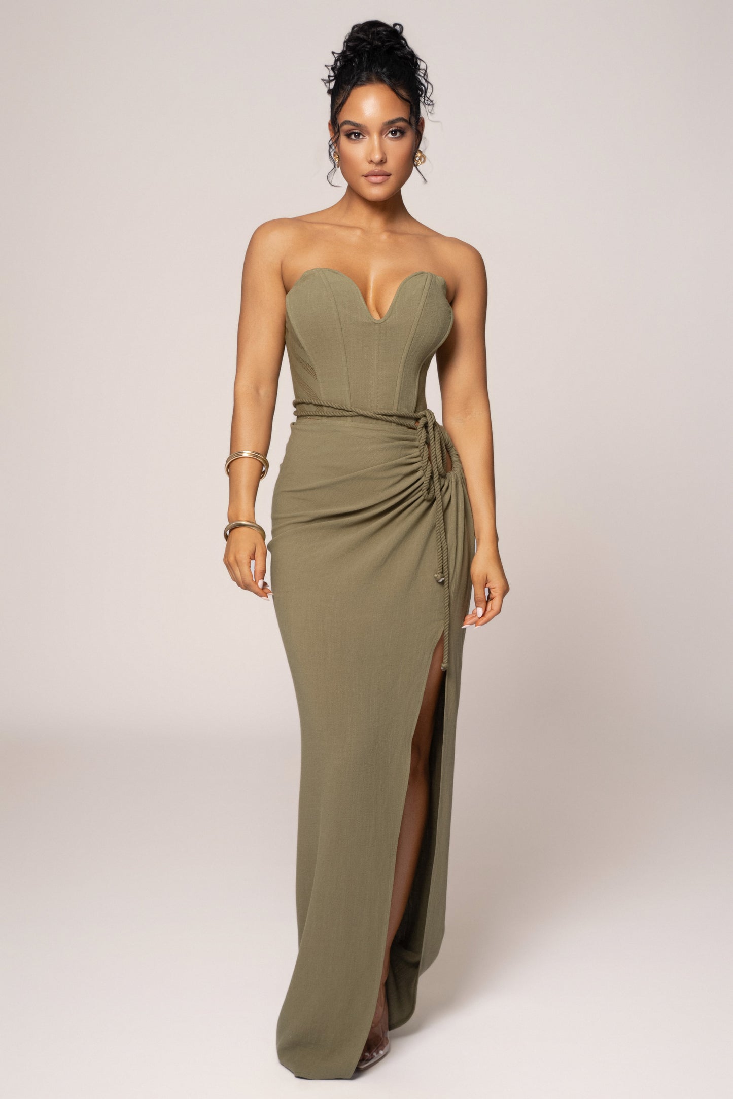 Olive Destination Linen Skirt Set