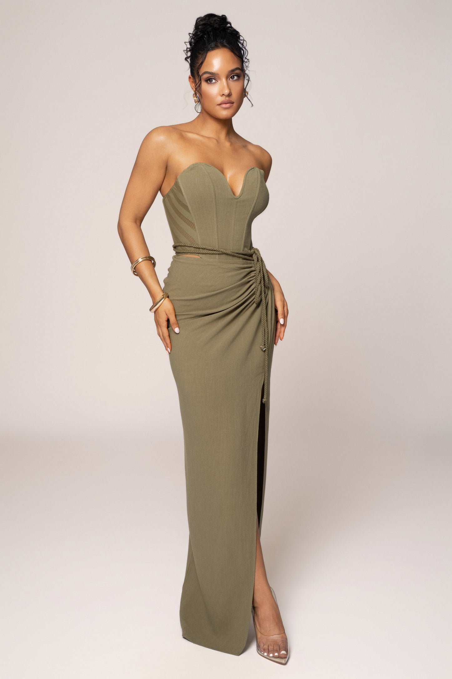 Olive Destination Linen Skirt Set