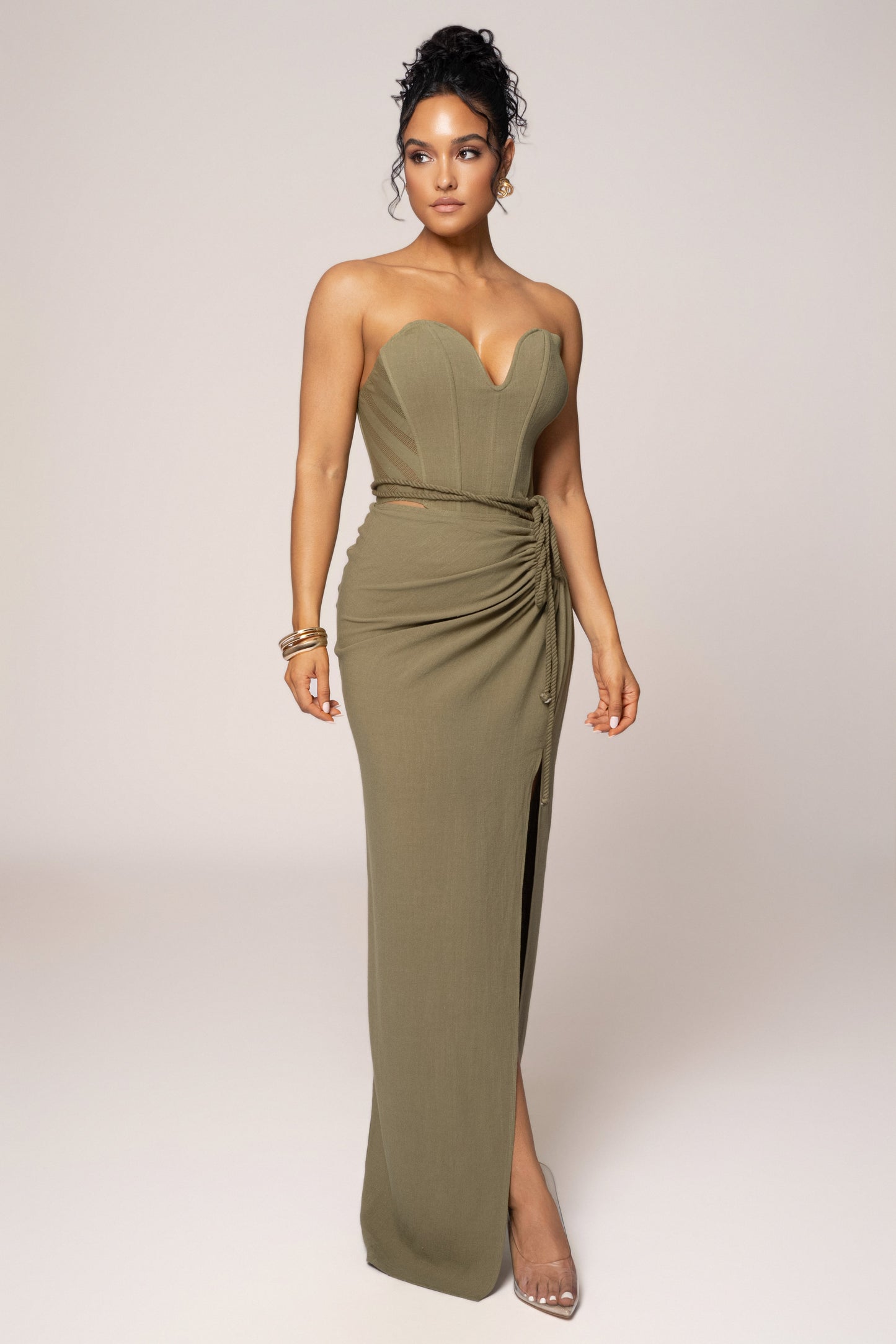 Olive Destination Linen Skirt Set