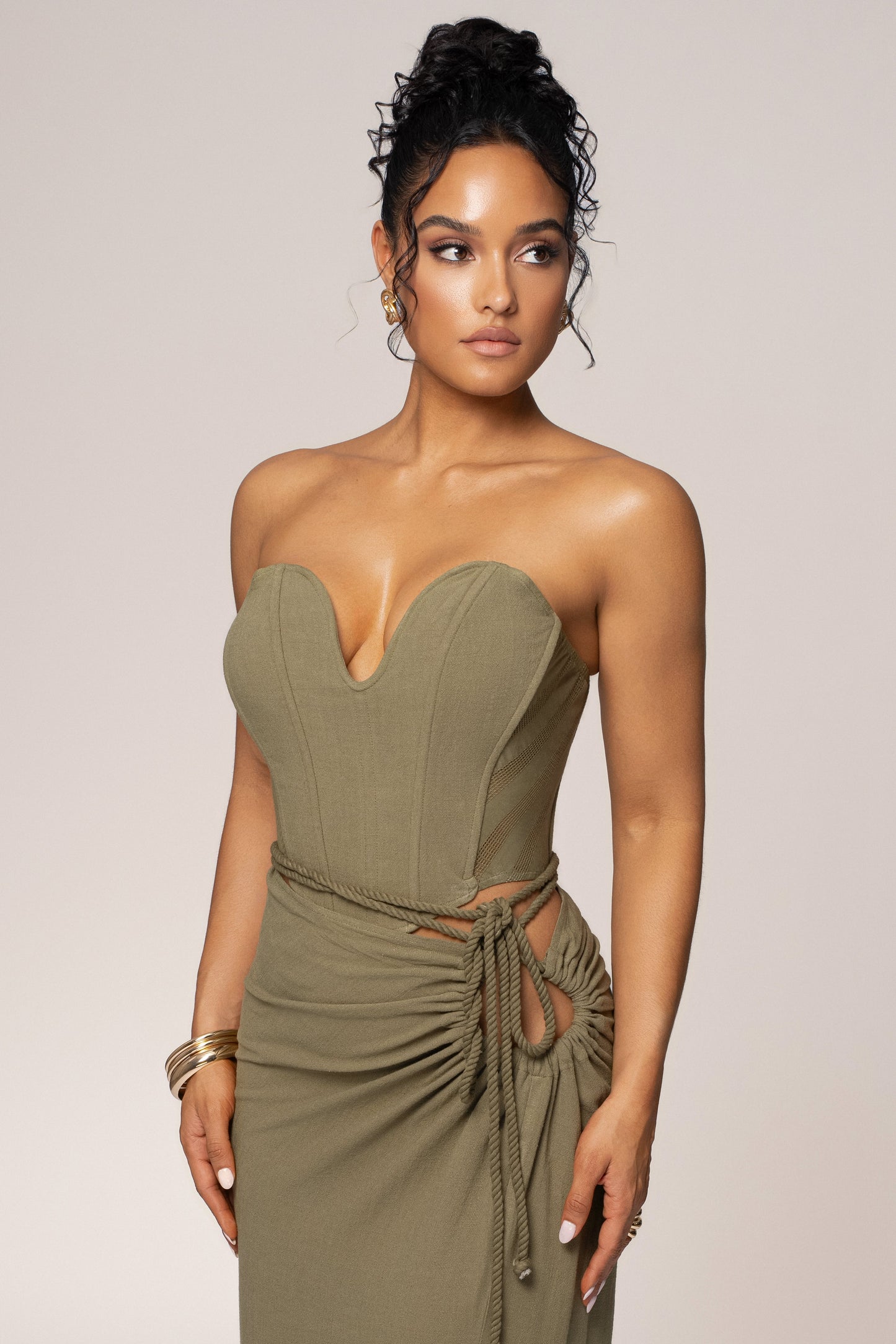 Olive Destination Linen Skirt Set