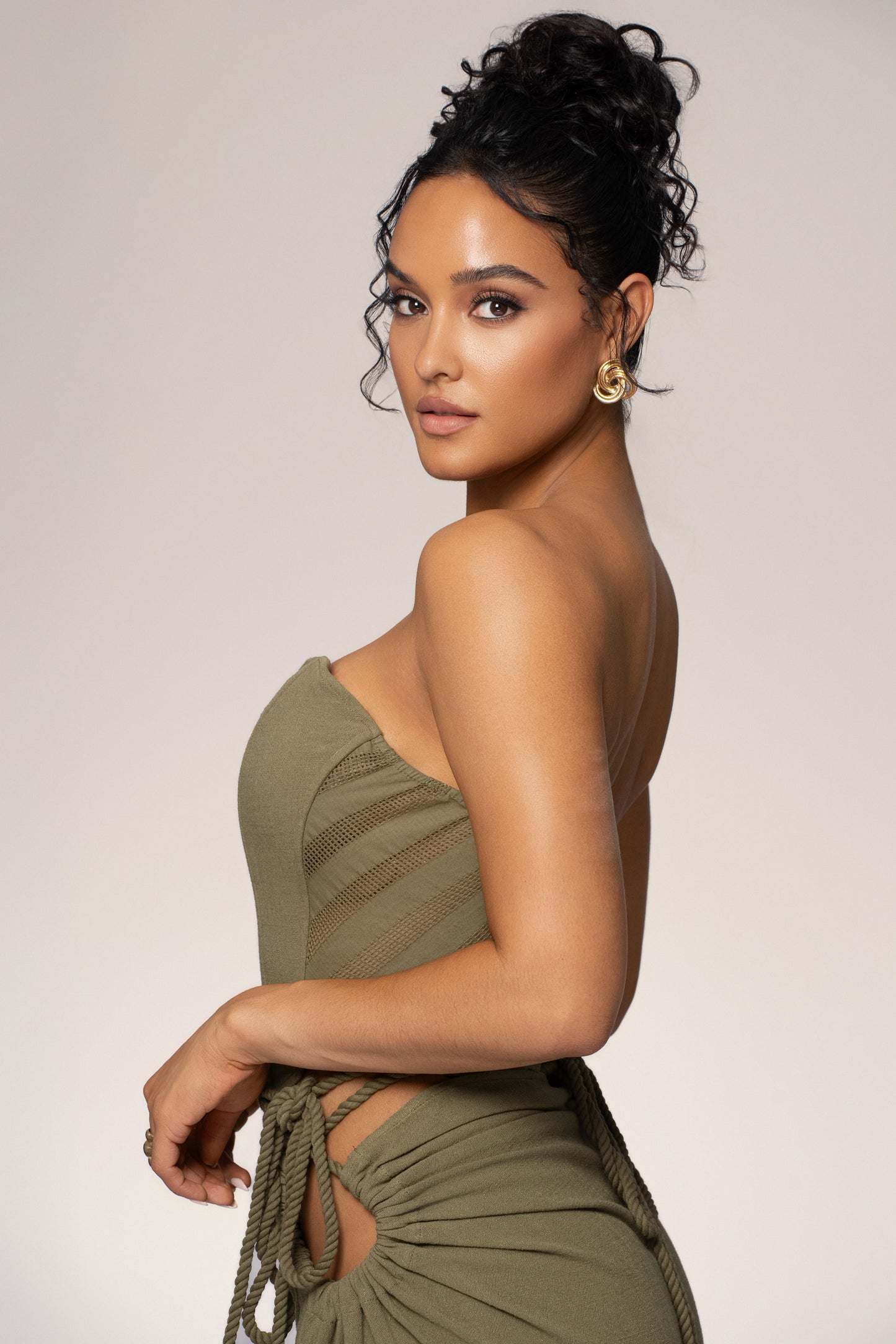 Olive Destination Linen Skirt Set